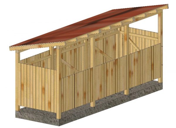 Cubrecontenedor de madera 3ud Con tejado