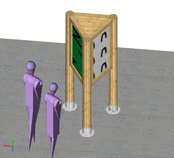 panel señalizacion de madera triple1