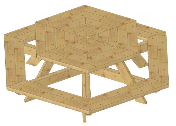 Mesa pincnic Hexagonal de madera - Imagen 2